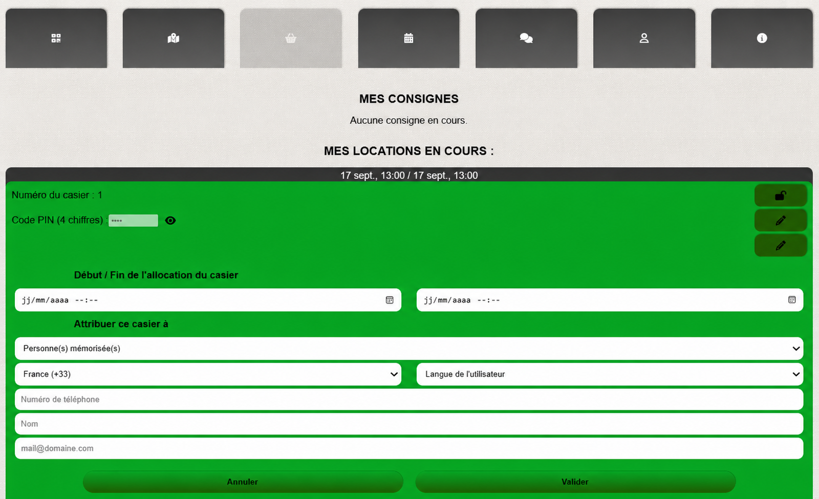 Empty form used to give a guest temporary key-box access