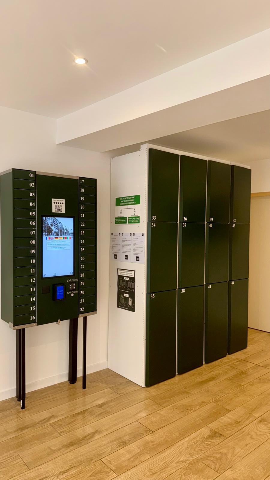 Lock and Chill interior with the terminal and black lockers